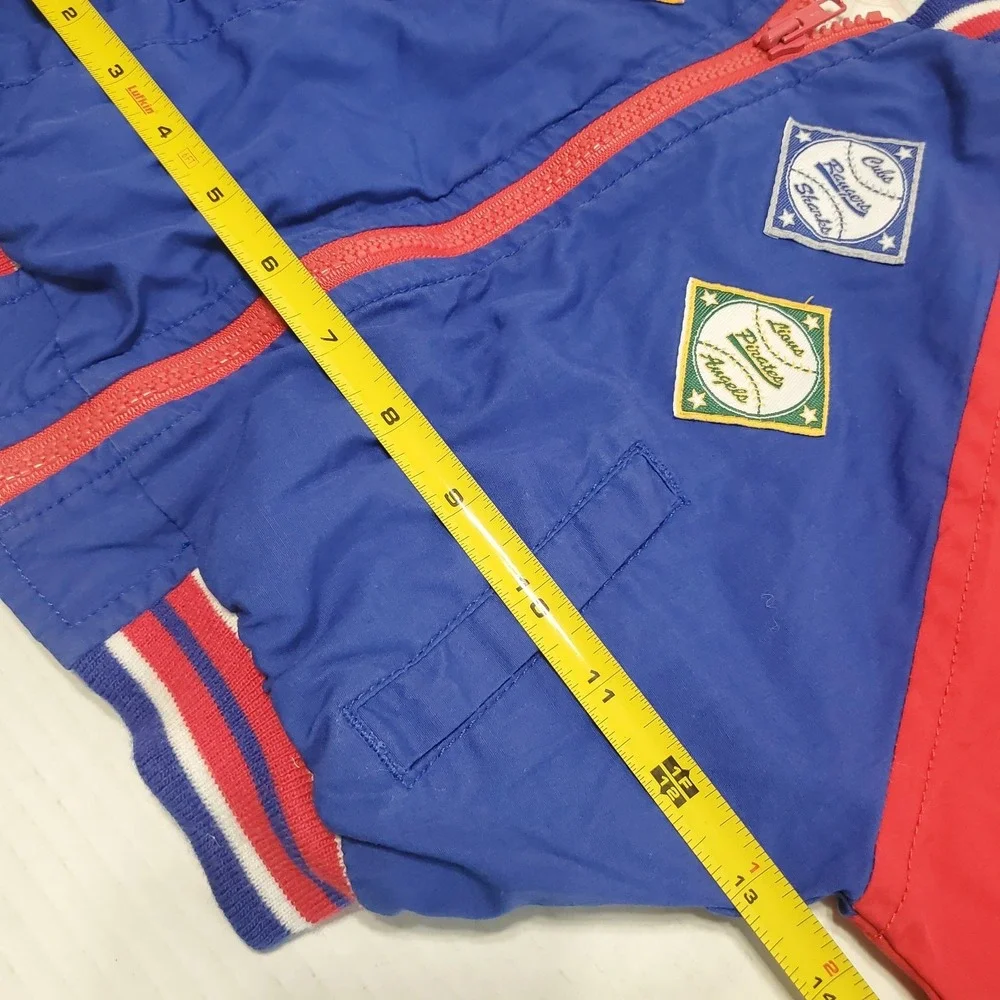 Weather Tamer Jacket Kids‎ 4T Red Blue Baseball Patches Vintage Bomber Coat